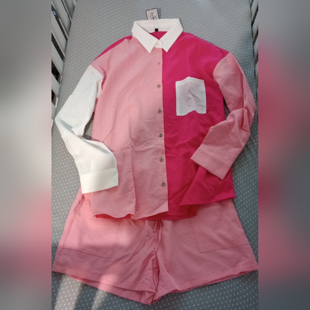 NWT LecGee Colorblock Short Outfit Large L